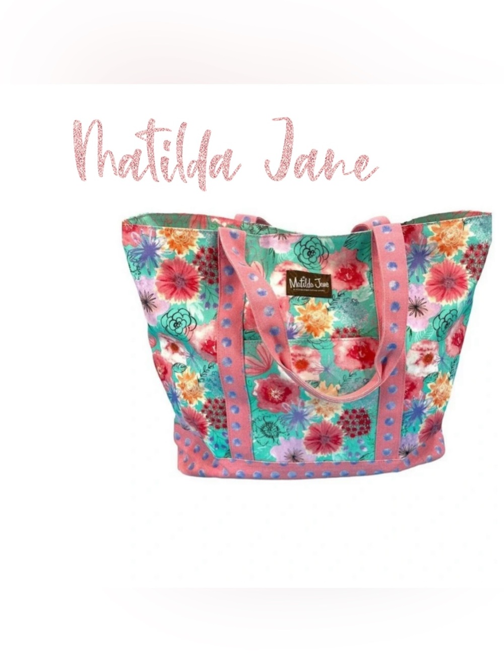 Matilda Jane Relaxing Sunshine Oversized Canvas Tote Bag Floral Flamingo Print